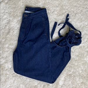 Denim Jeans with Elastic Band/ Tie Ankle